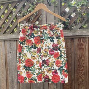 Anthropologie Maeve Floral Denim Skirt Size 6